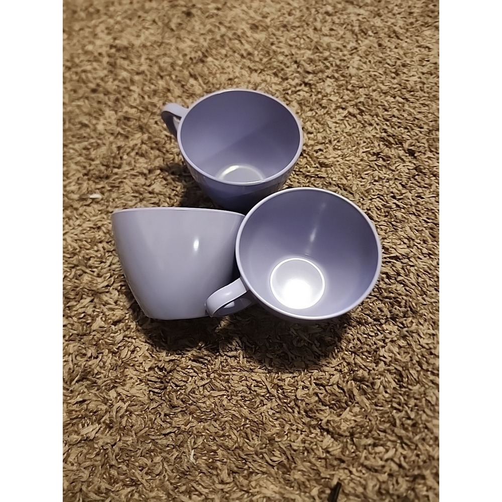 Royalon‎ Melmac Vintage Coffee Cups Purple Violet Corsage #304 Set of 3